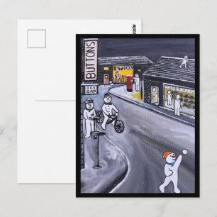 Schneestadt-Gemälde von Alfred Fox Postkarte