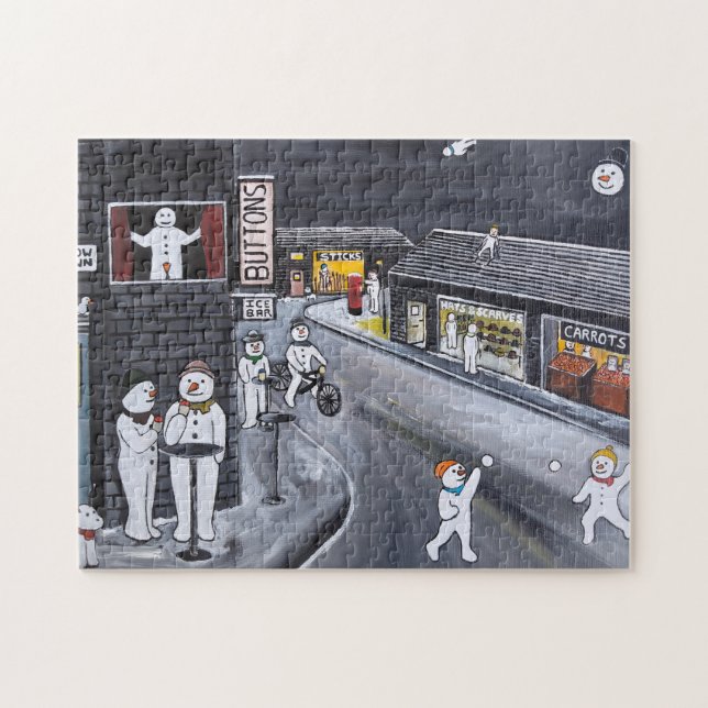Schneestadt-Gemälde von Alfred Fox Puzzle (Horizontal)