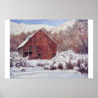 Schneestall in den Bergen - Plakat