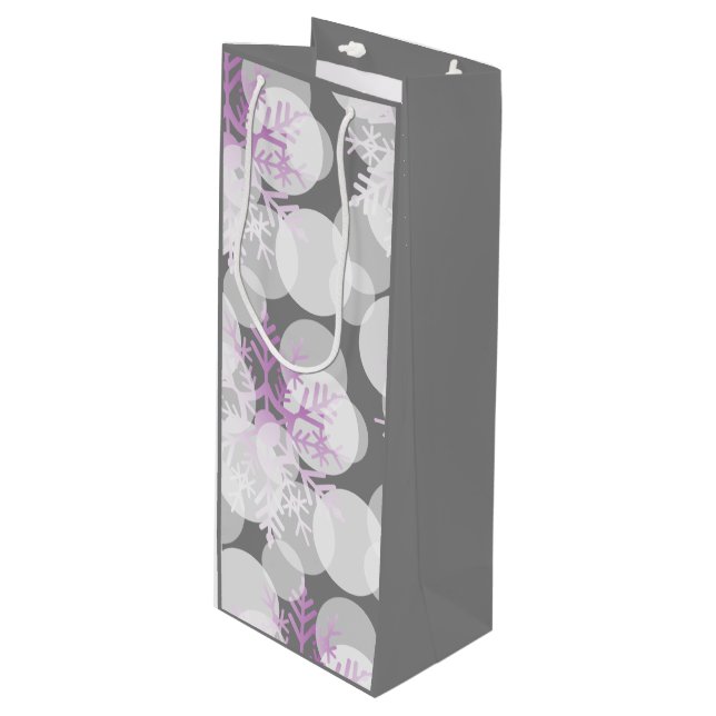 Schneestars - Weiße, Aquamarine, Lila - Weinbeutel Geschenktüte Für Weinflaschen (Vorderseite Schrägansicht)