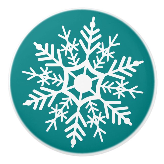 Schneestern - Druckknopf Keramikknauf (Vorderseite)