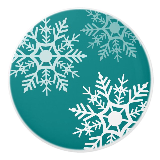 Schneestern - Druckknopf Keramikknauf (Vorderseite)