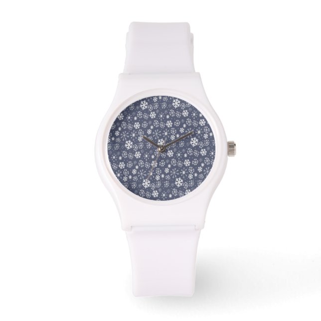 Schneesturm im Mitternachtsblau Armbanduhr (Vorderseite)