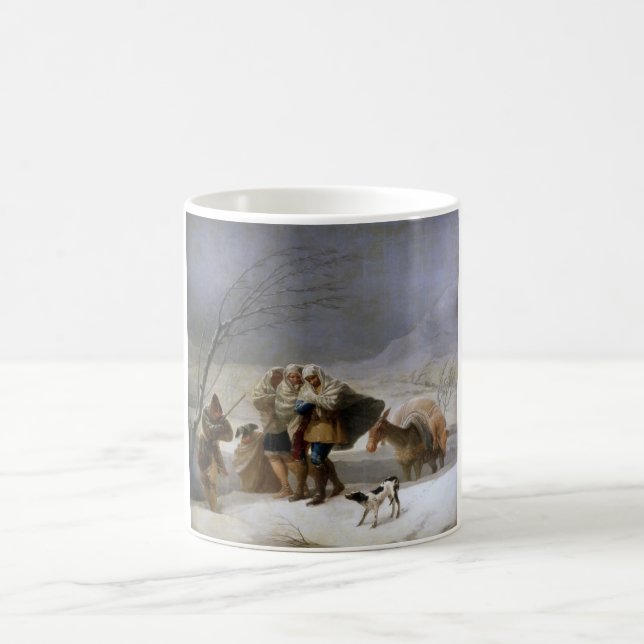 Schneesturm im Winter Kaffeetasse (Mittel)