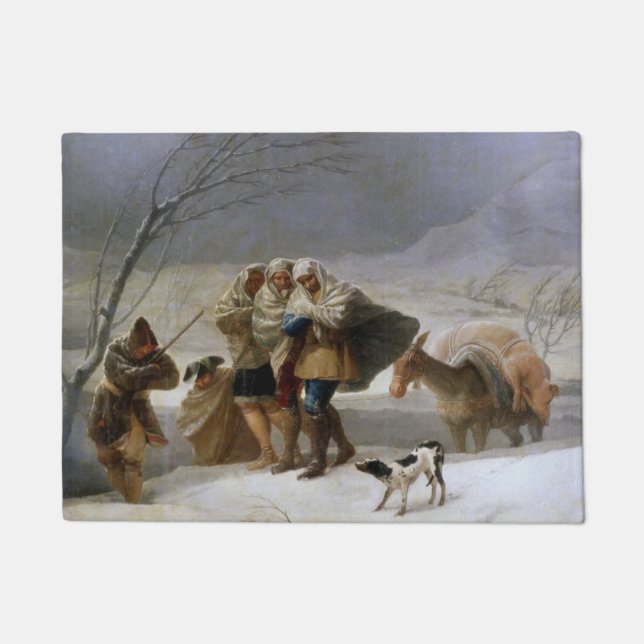 Schneesturm im Winter (von Francisco Goya) Fußmatte (Vorderseite)