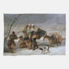 Schneesturm im Winter (von Francisco Goya) Geschirrtuch