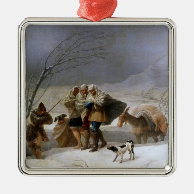 Schneesturm im Winter (von Francisco Goya) Ornament Aus Metall (Vorne)