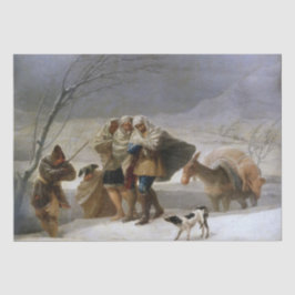Schneesturm im Winter (von Francisco Goya) Seidenpapier