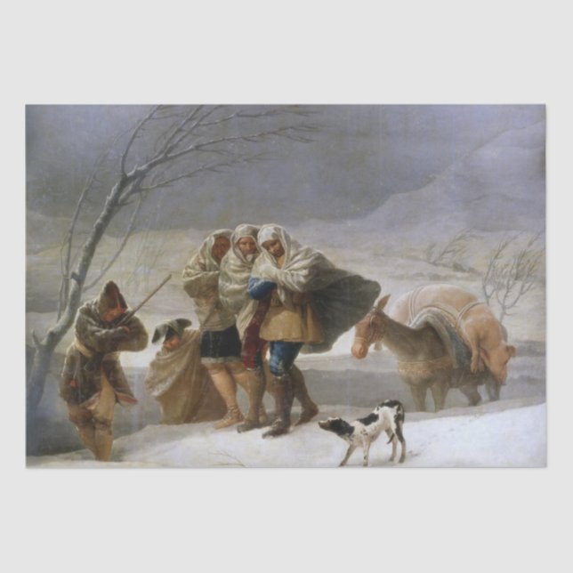 Schneesturm im Winter (von Francisco Goya) Seidenpapier (Vorderseite)