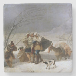 Schneesturm im Winter (von Francisco Goya) Steinuntersetzer