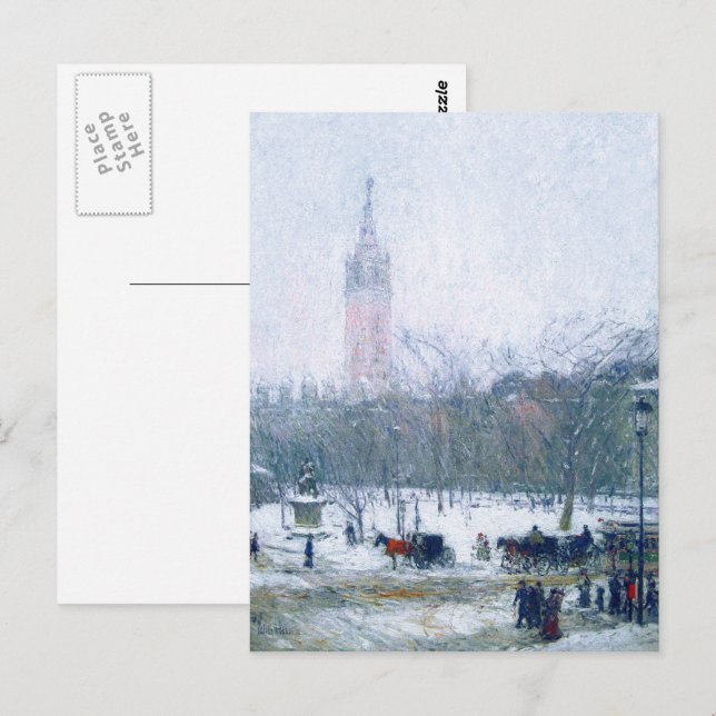 Schneesturm, Madison Square. Fine Art Christmas Postkarte (Vorne/Hinten)