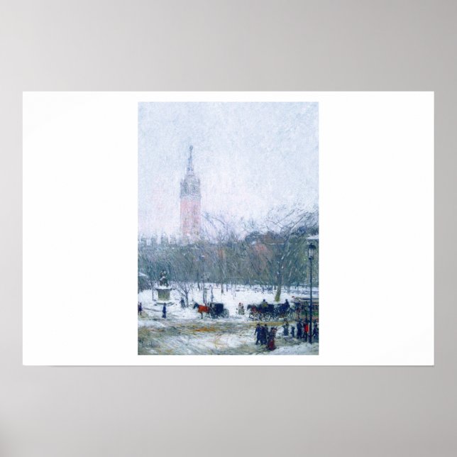 Schneesturm. Madison Square von Childe Hassam Poster (Vorne)
