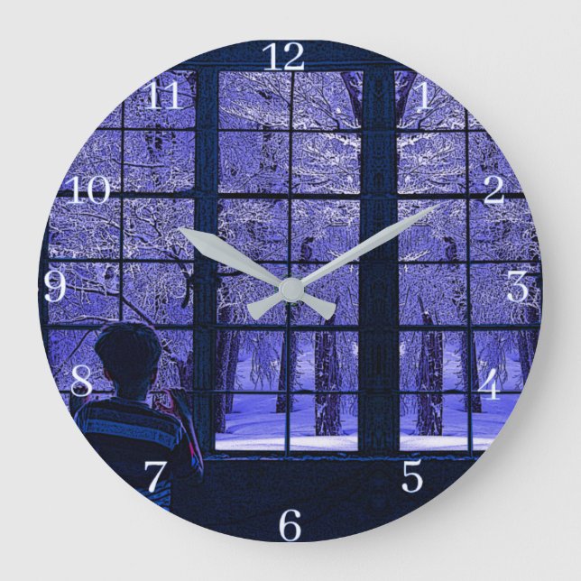 Schneeszene Große Wanduhr (Vorderseite)