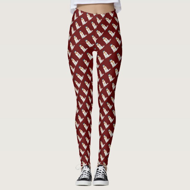 Schneeszene in diagonalen Reihen für Weihnachten Leggings (Vorderseite)