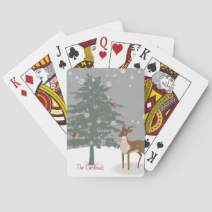 Schneeszene/Spielkarten/Hirsche und Kardinal Spielkarten