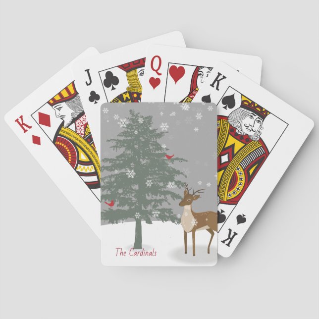 Schneeszene/Spielkarten/Hirsche und Kardinal Spielkarten (Rückseite)
