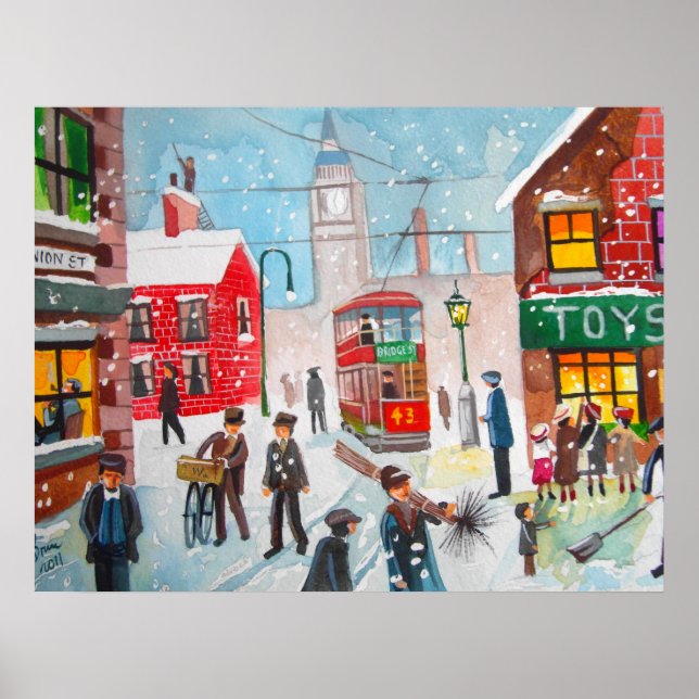 Schneeszene Winterschornstein fegt Bild G Bruce Poster (Vorne)