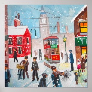 Schneeszene Winterschornstein fegt Bild G Bruce Poster