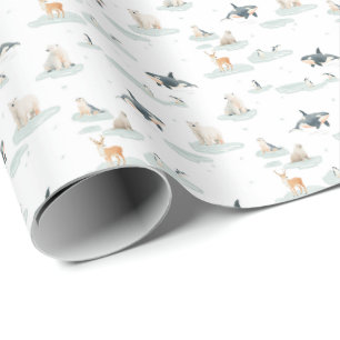 Schneetag - Arktische Tiere Winterkinderzimmer Geschenkpapier