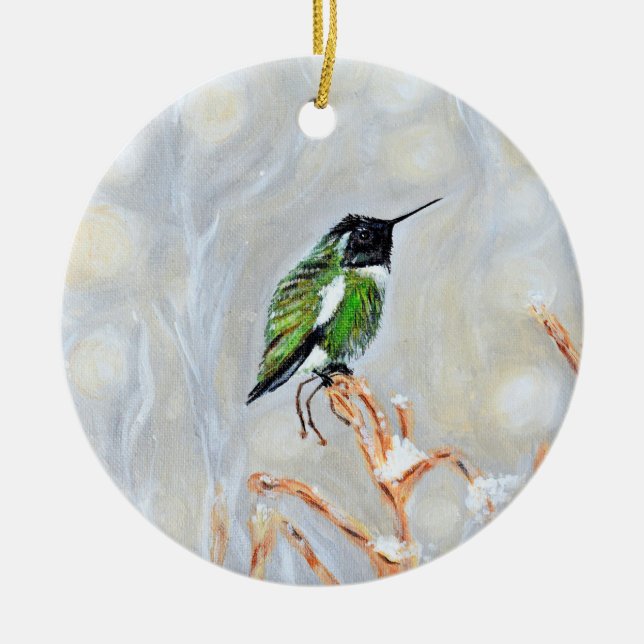 Schneetag Hummingbird Painting Postcard Keramik Ornament (Vorne)