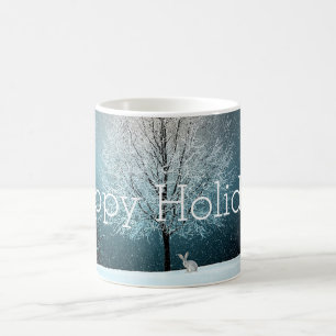 Schneetag, Schnee bedeckter Baum, Hase Kaffeetasse