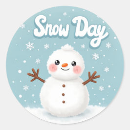 Schneetag-Winter-Schneemann-Klassischer-Rund-Aufkl Runder Aufkleber
