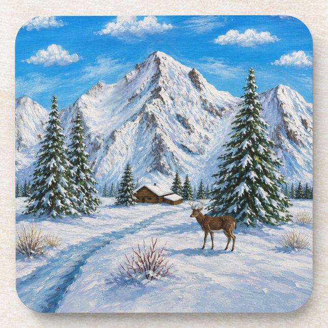 Schneetal im Gebirge Getränkeuntersetzer (Vorderseite)