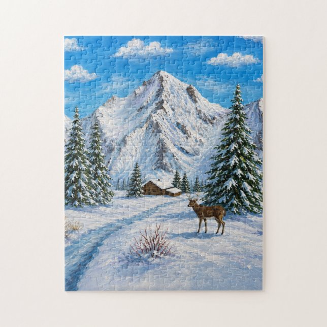 Schneetal im Gebirge Puzzle (Vertikal)