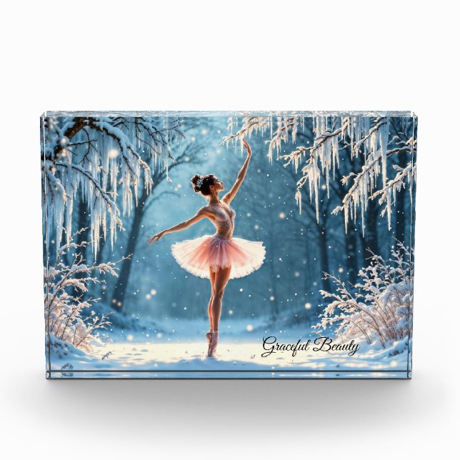 Schneetanz Ballerina Winter Beauty Art Fotoblock (Vorderseite)