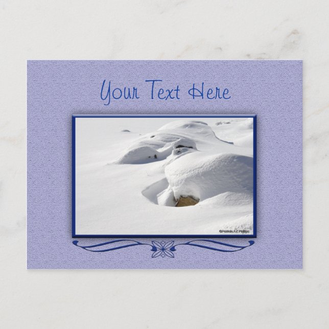 Schneetreiber über Steine Landschaftliches Foto fü Postkarte (Vorderseite)