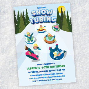 Schneetubing Winter zum Geburtstag Einladung