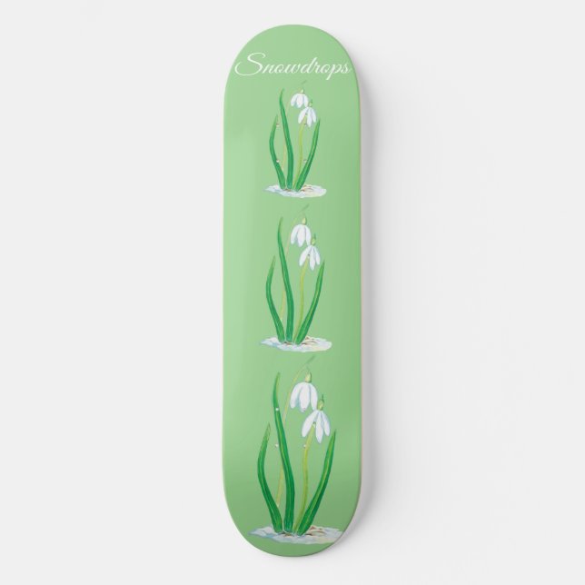 Schneeverfahren (Galanthus nivalis) Personalisiert Skateboard (Vorderseite)