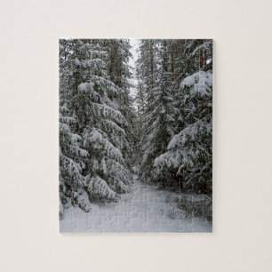 Schneeverhangener Immergrüner Wald individuell anp Puzzle