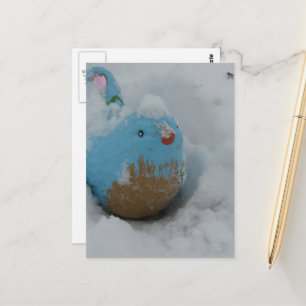 Schneevogel Blau Postkarte