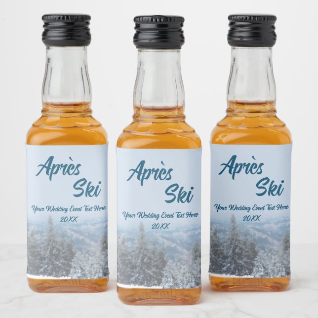 Schneewald Apres Ski Wedding Event Alkoholflaschenetikett (Flaschen)