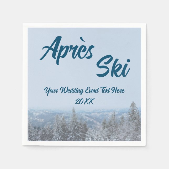 Schneewald Apres Ski Wedding Event Serviette (Vorderseite)