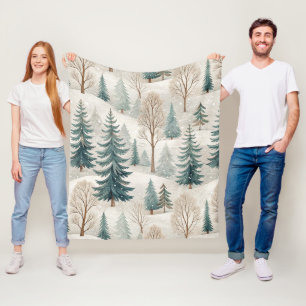Schneewald-Muster – Friedliche Winterlandschaft Fleecedecke