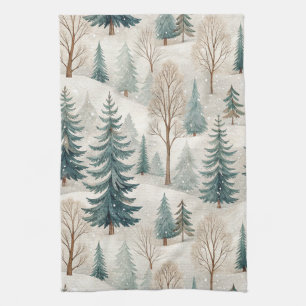Schneewald-Muster – Friedliche Winterlandschaft Geschirrtuch
