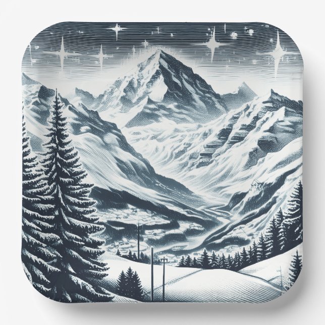 Schneewald Pappteller (Vorderseite)
