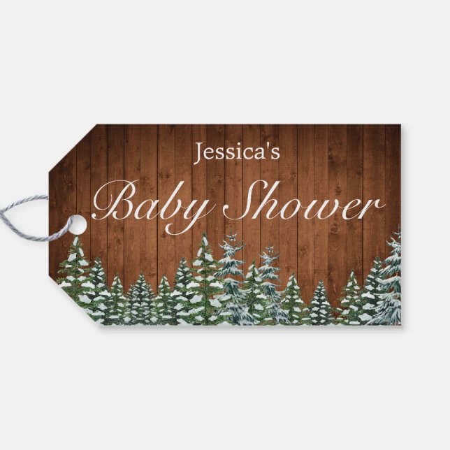 Schneewald- und Waldfüßler Pinienjunge Dusche Geschenkanhänger (Rückseite Horizontal)