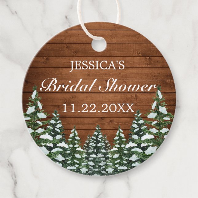 Schneewald und Waldkiefer Brautparty Geschenkanhänger (Vorderseite)
