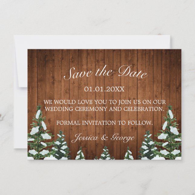 Schneewald- und Waldpfannenhochzeit Save The Date (Vorderseite)