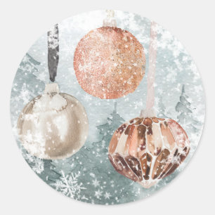 Schneewald Vintage Rosa Glasschmuck Runder Aufkleber