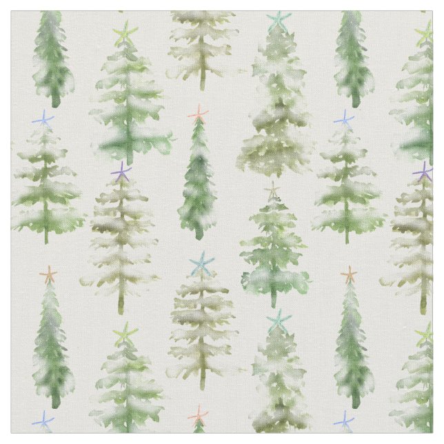 Schneewald von Kiefern, gekrönt Stoff (Nahaufnahme)