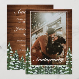 Schneewald & Waldkiefer Foto Hochzeit Jahrestag Einladung