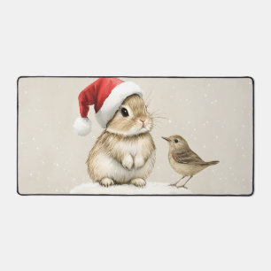 Schneewald-Winter-Wald-Weihnachts-Hase-Vogel  Schreibtischunterlage