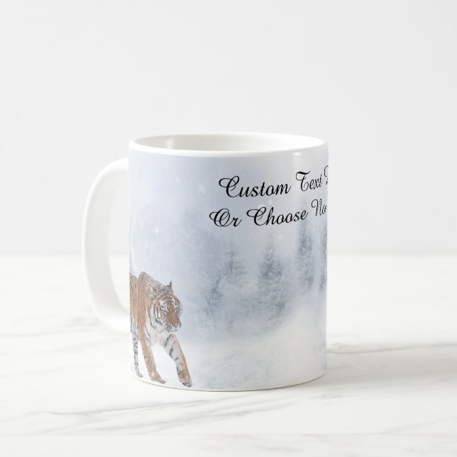 Schneewald Winterwald Schneebäume Waldkatze Kaffeetasse (Vorderseite Links)