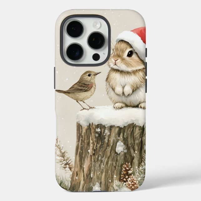 Schneewald Winterwald Weihnachtsbaum Bunny Bird Case-Mate iPhone Hülle (Rückseite)