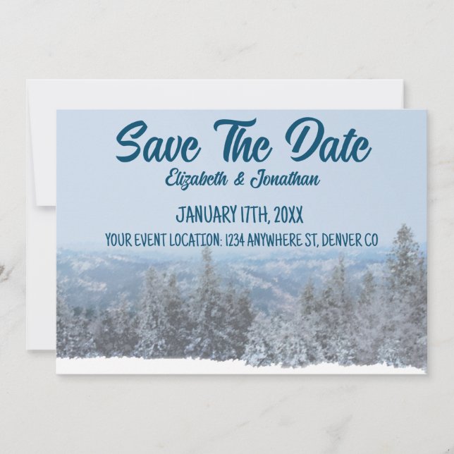 Schneewaldhochzeit rettet das Datum Save The Date (Vorderseite)