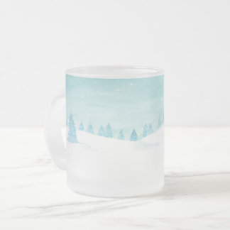 Schneewaldlandschaft mit Bäumen Mattglastasse